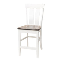 Kirtland 24" White & Wood Stationary Bar Stool | M-DW&RWO-GRB