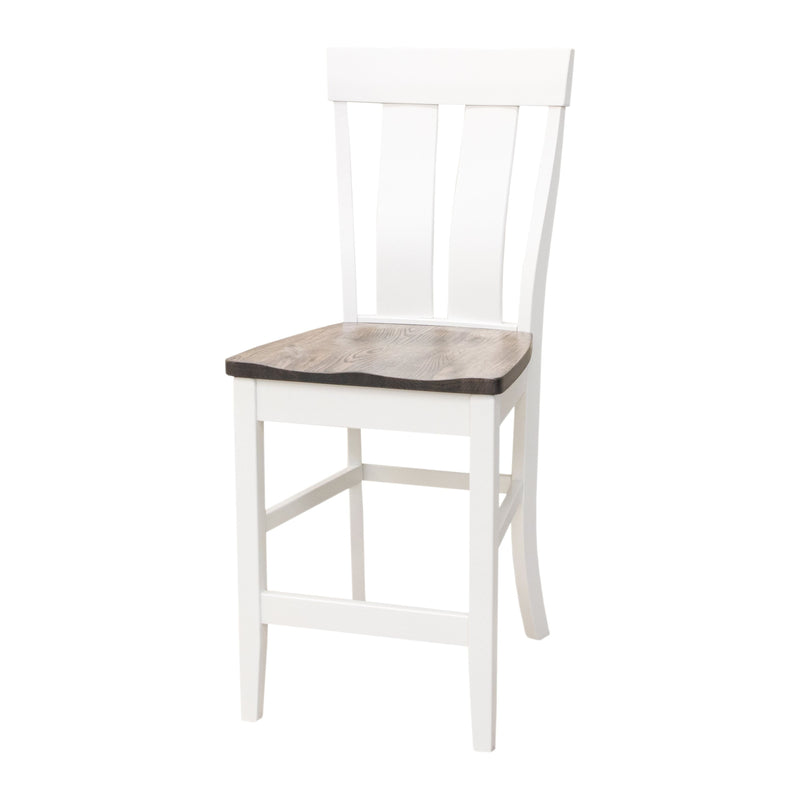 Kirtland 24" White & Wood Stationary Bar Stool | M-DW&RWO-GRB