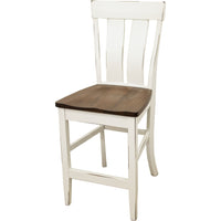 Kirtland 24" White & Wood Stationary Bar Stool | M-DW&CO