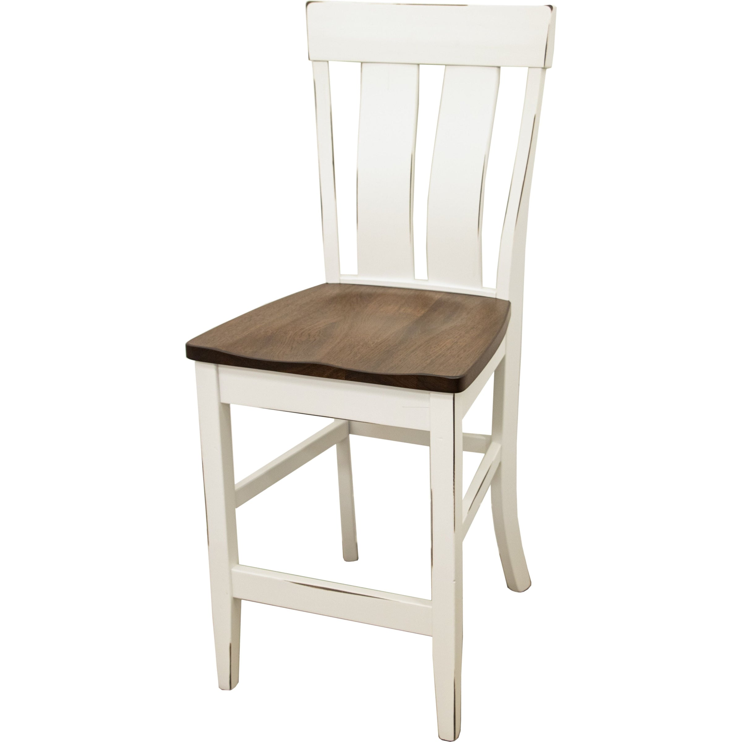 Kirtland 24" White & Wood Stationary Bar Stool | M-DW&CO