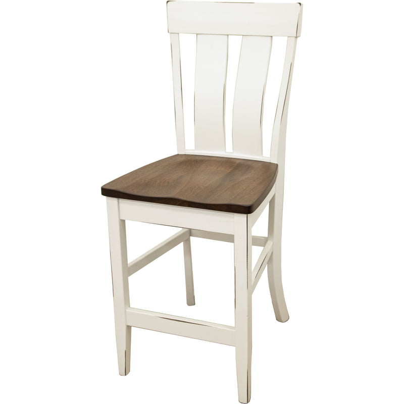 Kirtland 24" White & Wood Stationary Bar Stool | M-DW&CO