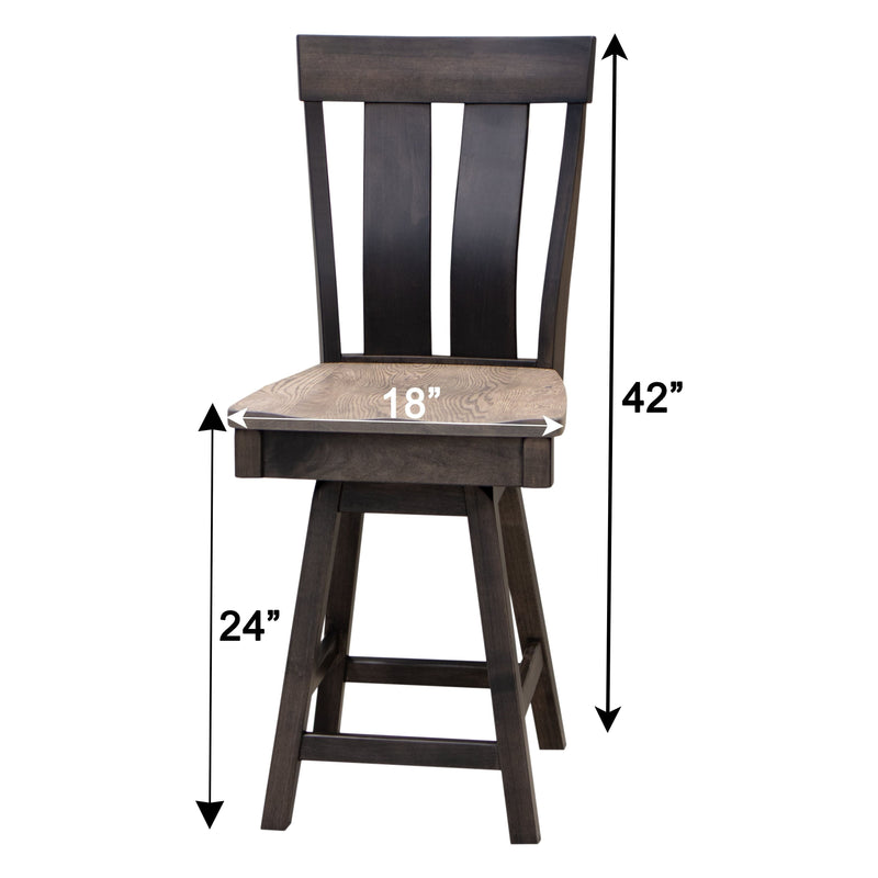 Kirtland 24" White & Wood Swivel Bar Stool | M-DW&DCD