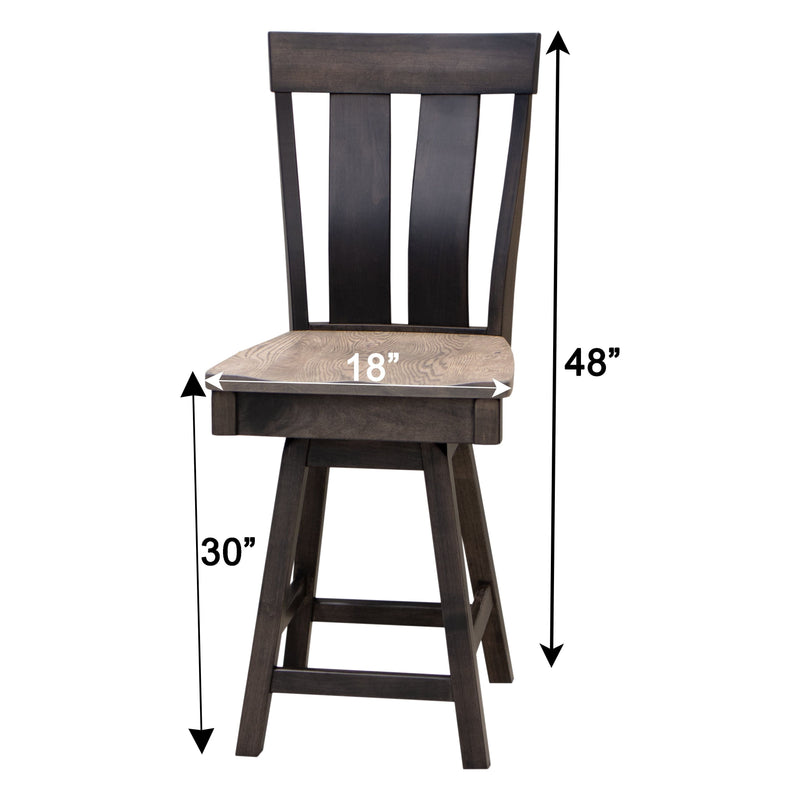 Kirtland 24" Black & Wood Swivel Bar Stool | M-DK&RWO-GRB