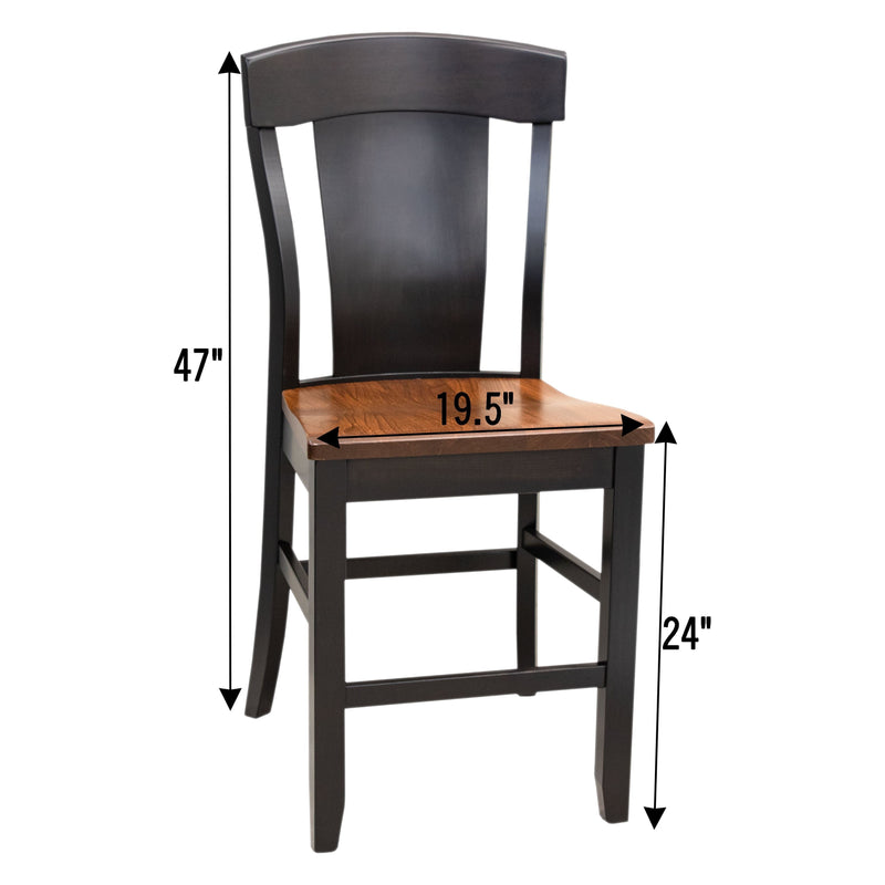 Kingston Black & Wood 24" Stationary Bar Stool | M-EB&E-MC