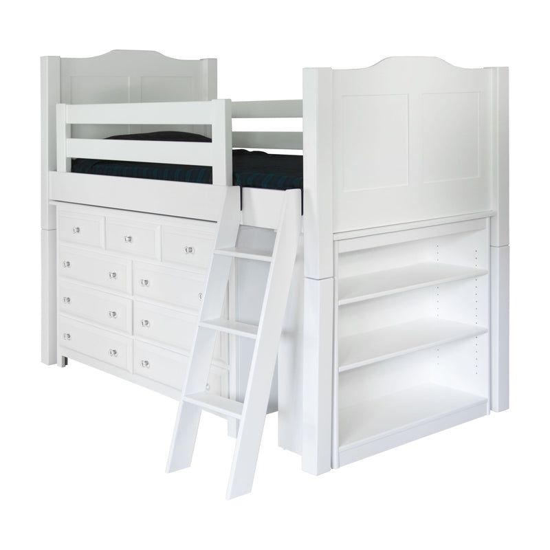 Charlotte Amish White Twin Loft Bed with Ladder | M-DW