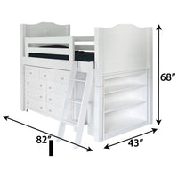 Charlotte Amish White Twin Loft Bed with Ladder | M-DW