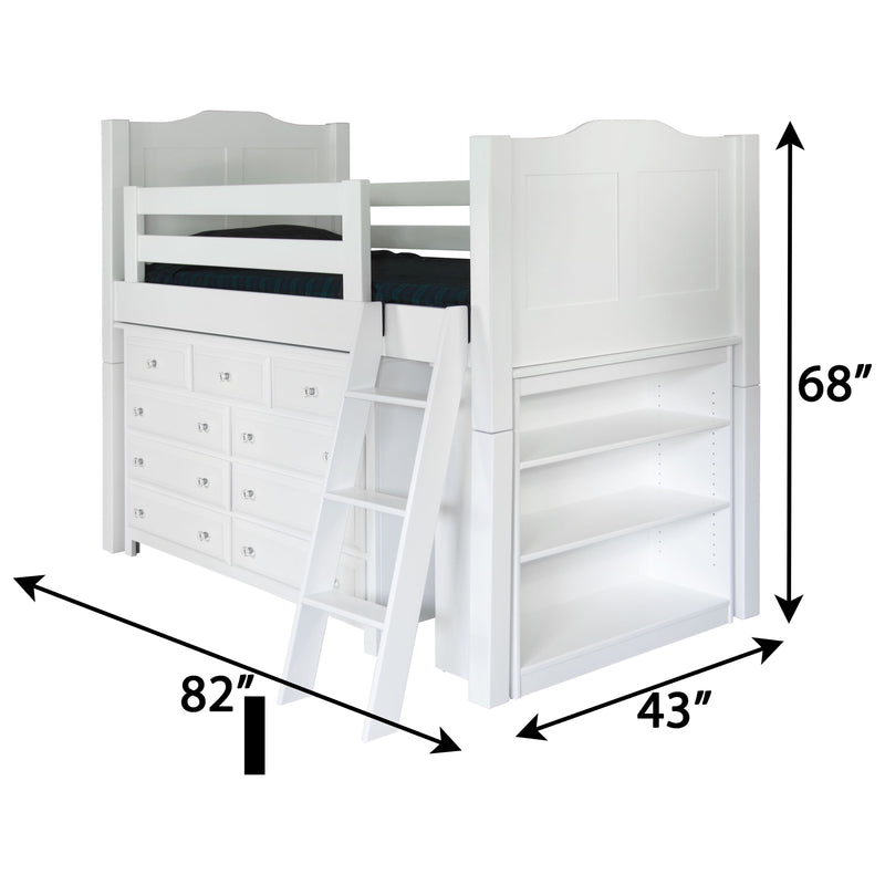 Charlotte Amish White Twin Loft Bed with Ladder | M-DW