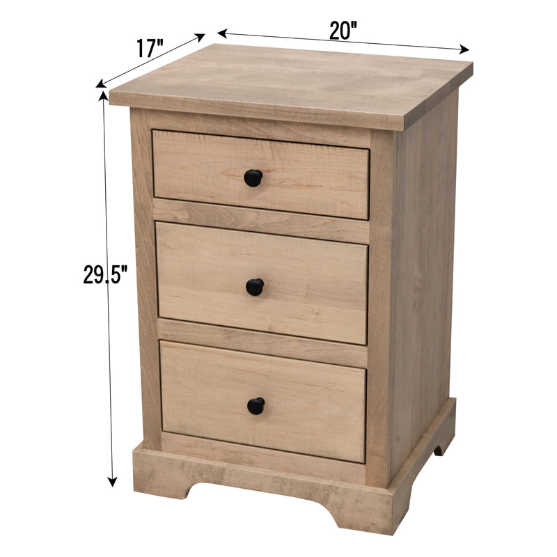 Lansing Amish 3-Drawer Maple Wood Nightstand | DS