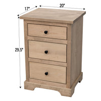 Lansing Amish 3-Drawer Maple Wood Nightstand | DW
