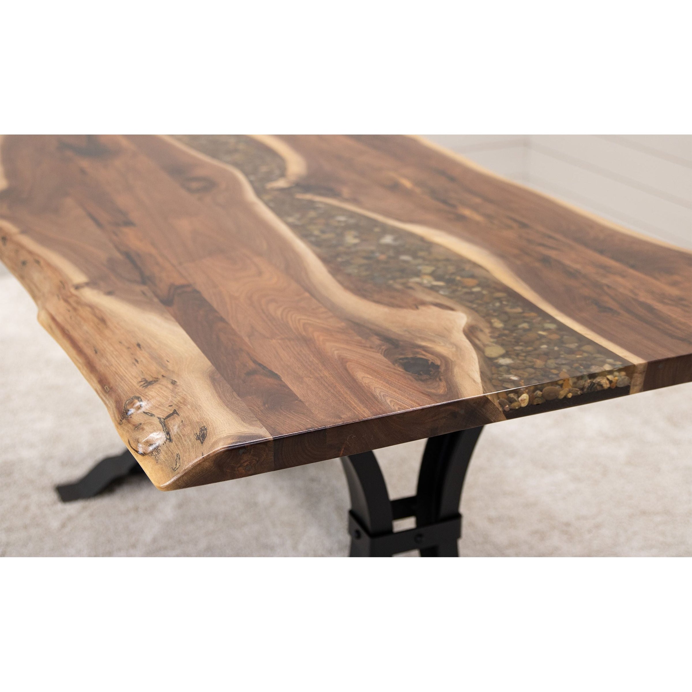 Live Edge River Walnut Wood Dining Table
