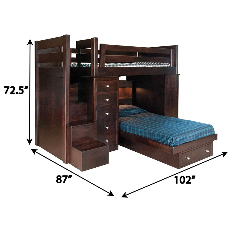 Millersburg Amish Maple Wood Twin Over Twin Loft Bed with Step Unit | RT