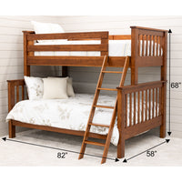 Yoder's Amish Mission Cherry Wood Twin Over Full Bunk Bed with Ladder | MC
