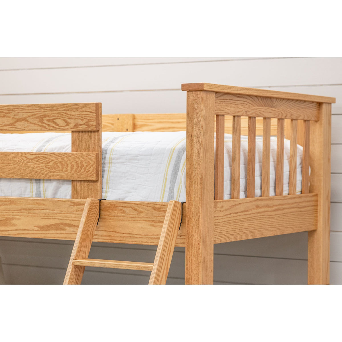 Yoder's Amish Mission Oak Wood Twin Over Full Bunk Bed with Ladder | S-2