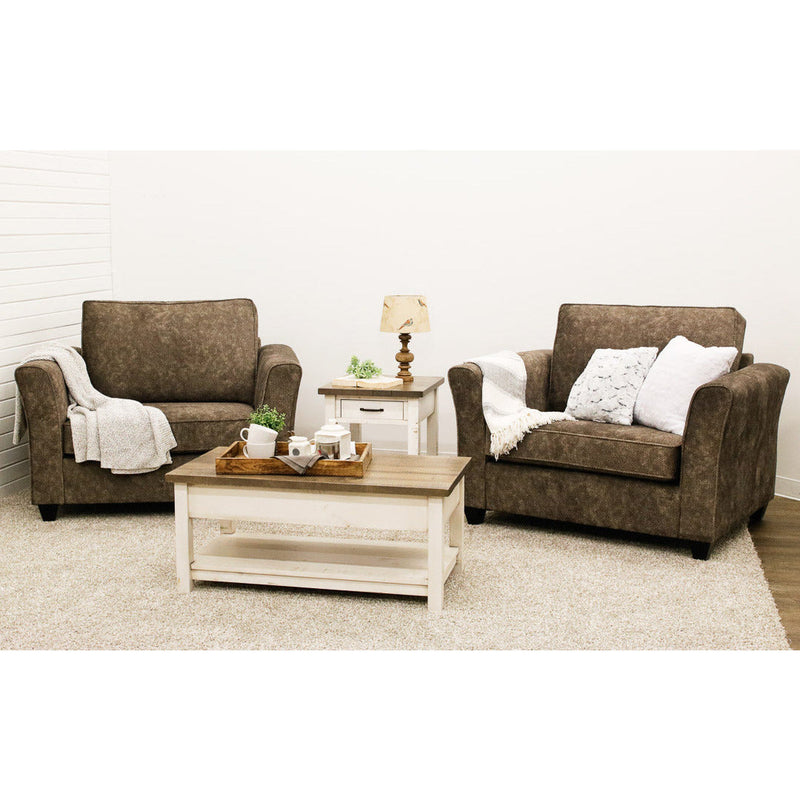 Montego White & Wood Large Square Open End Table | M-CS&DCD