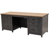 Michigan Black & Wood Adjustable Standing Executive Desk with Drawers | M-DK&QSWO-CO
