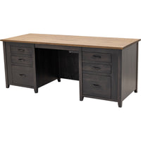 Michigan Black & Wood Adjustable Standing Executive Desk with Drawers | M-DK&QSWO-CO