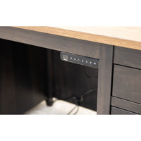 Michigan Black & Wood Adjustable Standing Executive Desk with Drawers | M-DK&QSWO-CO