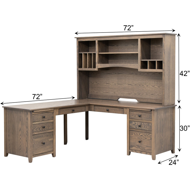 Michigan Hickory Wood L Desk with Hutch Top | GS