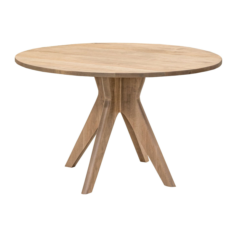 Mid Century Modern Maple Wood Round Dining Table | DS