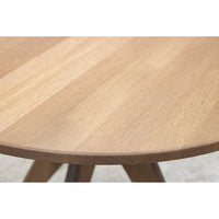 Mid Century Modern White Oak Wood Round Dining Table | WB