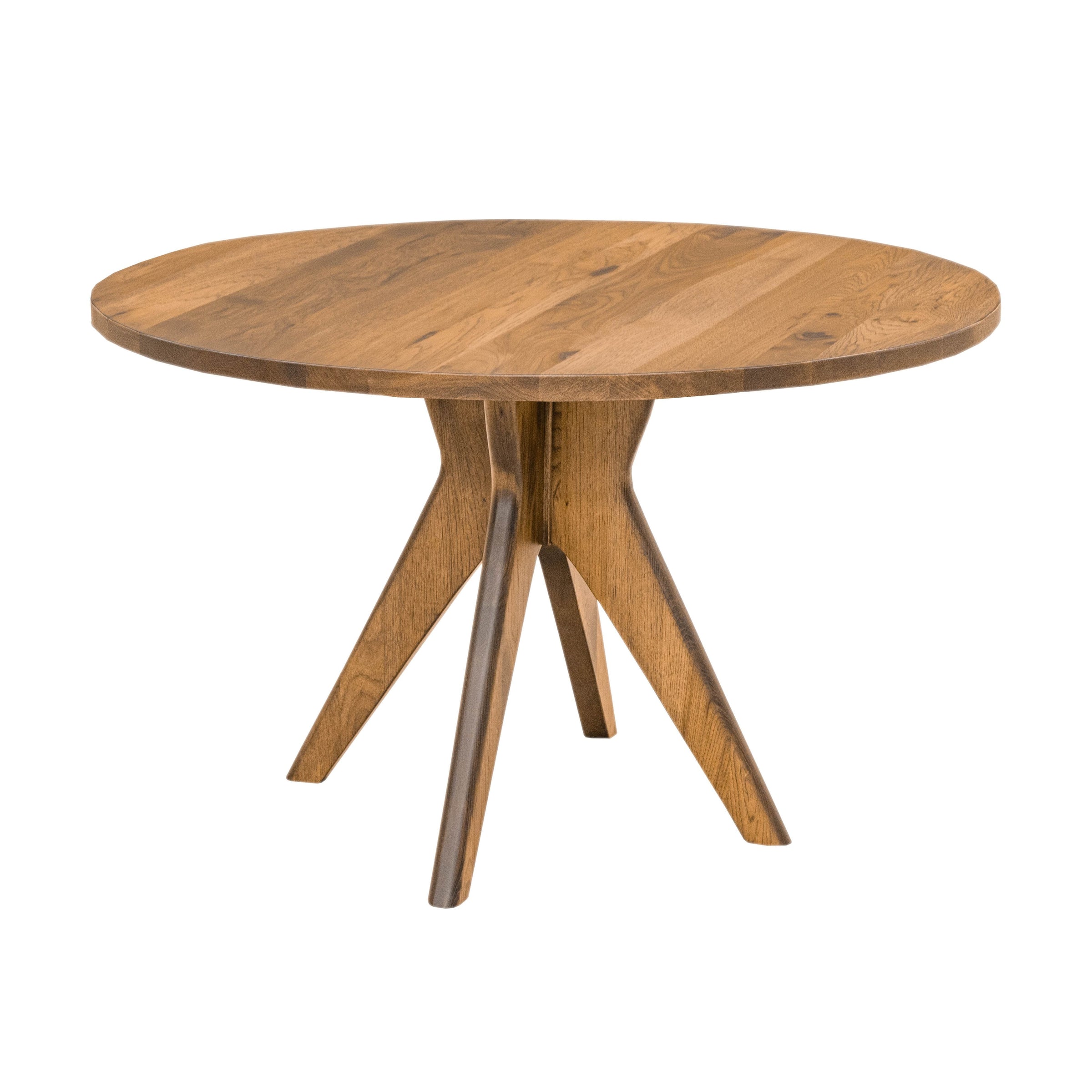 Mid Century Modern Hickory Wood Round Dining Table | HC