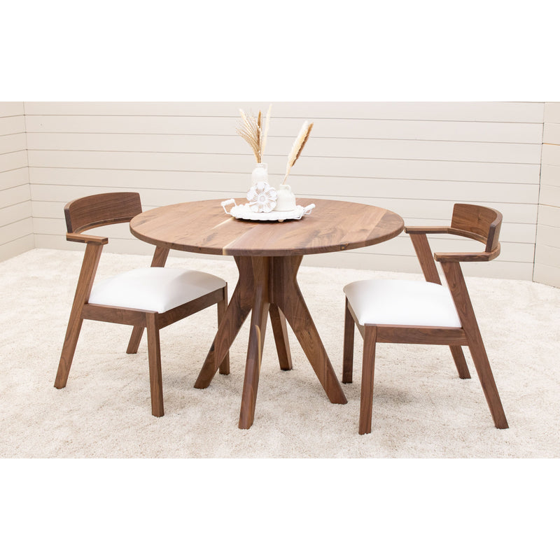 Modern Mid Century Round Dining Set for 2 in solid Walnut wood with Cordelle chairs