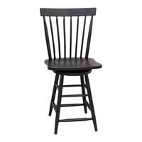 Milton Black Windsor Maple Wood 24" Swivel Bar Stool | EB