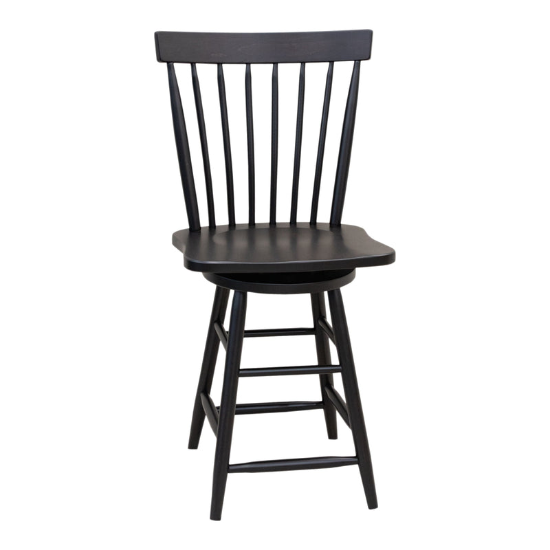 Milton Black Windsor Maple Wood 24" Swivel Bar Stool | EB