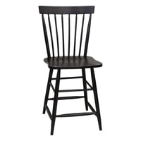 Milton Black Windsor Maple Wood 24" Stationary Bar Stool | EB
