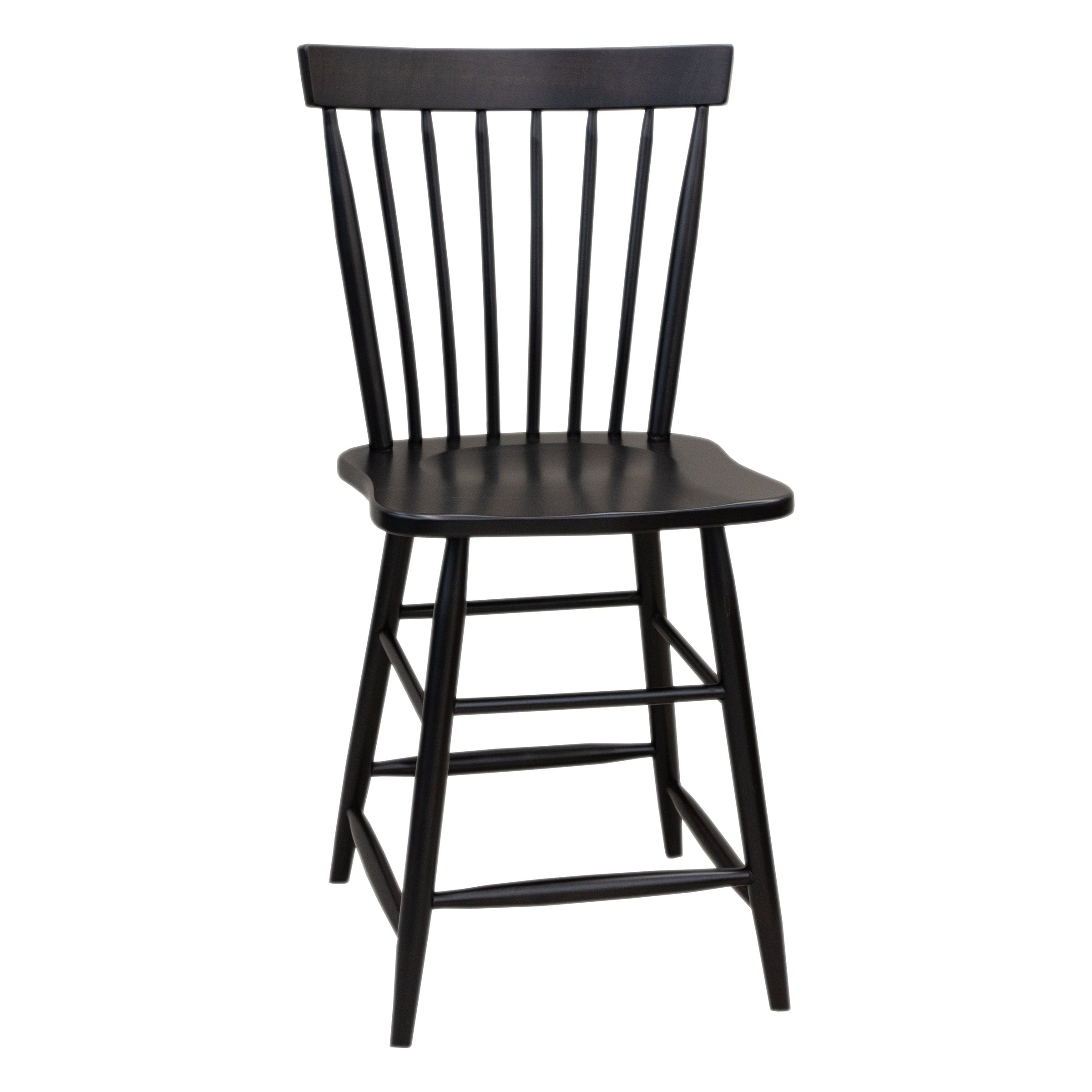 Milton Black Windsor Maple Wood 24" Stationary Bar Stool | EB