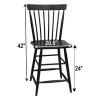 Milton Black Windsor Maple Wood 24" Stationary Bar Stool | EB