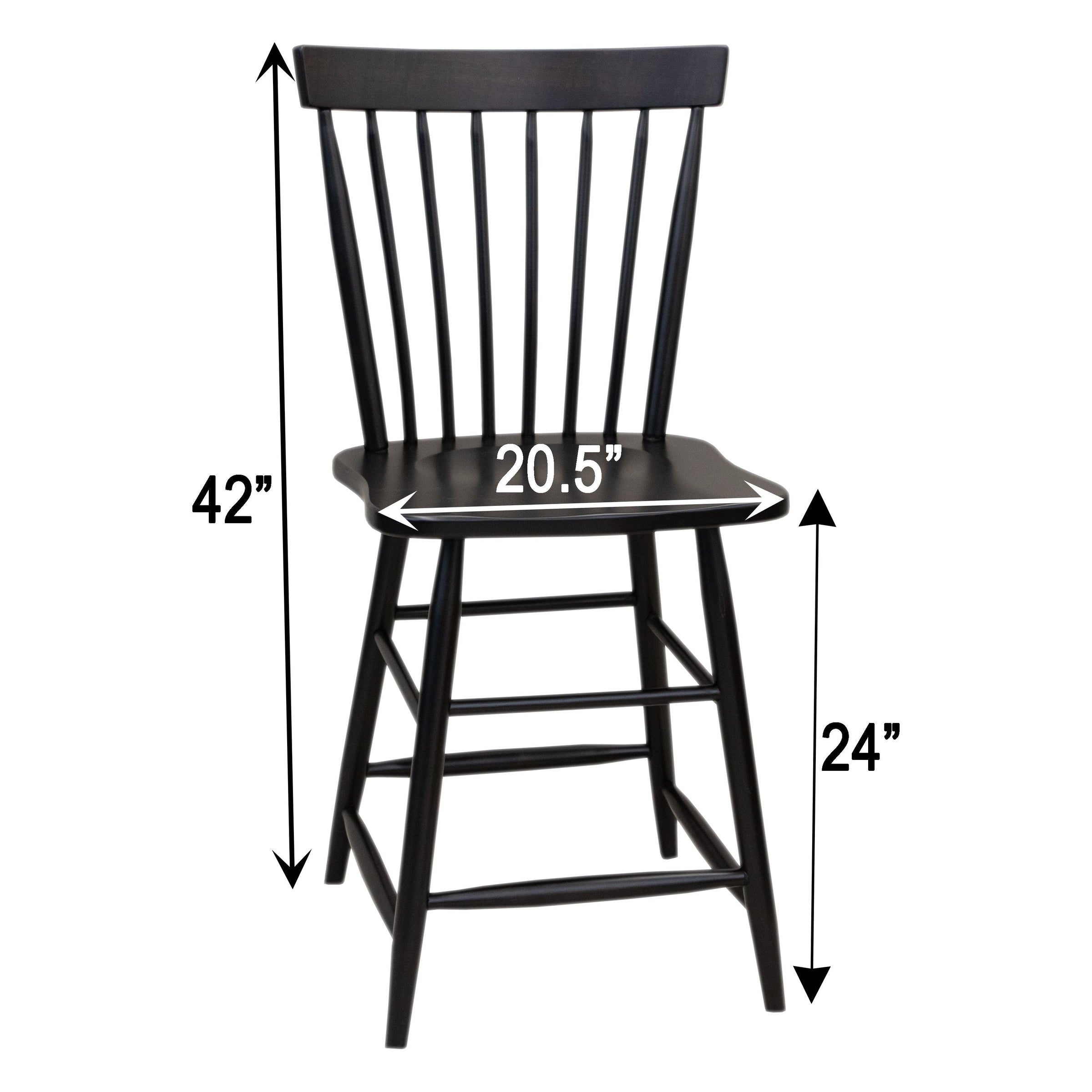 Milton Black Windsor Maple Wood 24" Stationary Bar Stool | EB