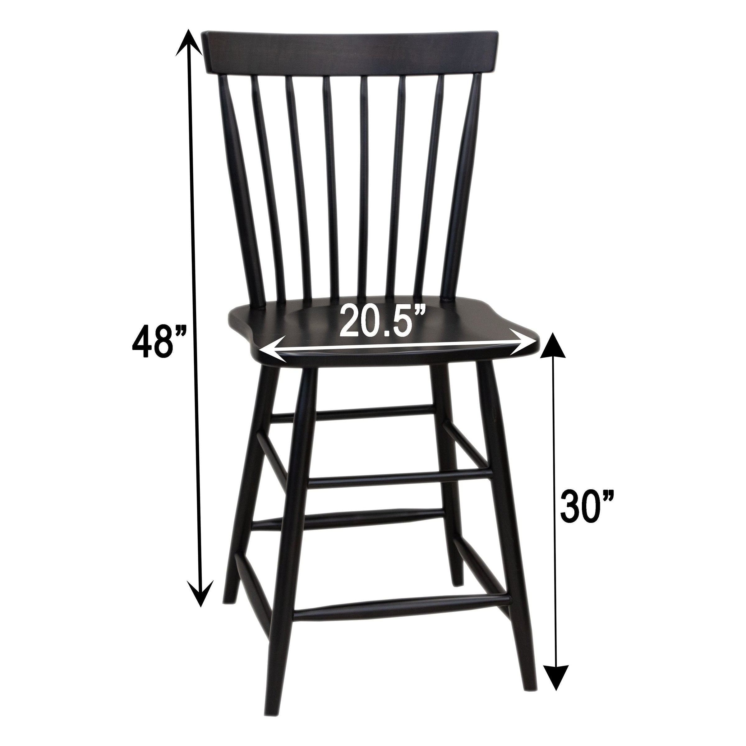 Milton Black Windsor Maple Wood 24" Stationary Bar Stool | EB
