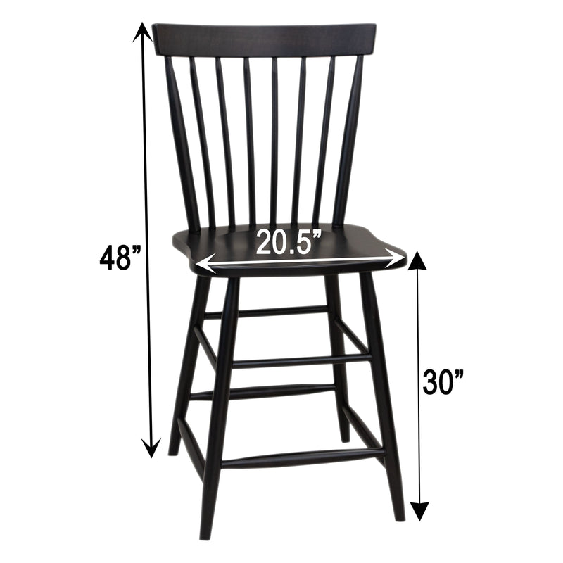 Milton Black Windsor Maple Wood 24" Stationary Bar Stool | EB