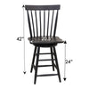 Milton Black Windsor Maple Wood 24" Swivel Bar Stool | EB