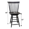 Milton Black Windsor Maple Wood 24" Swivel Bar Stool | EB