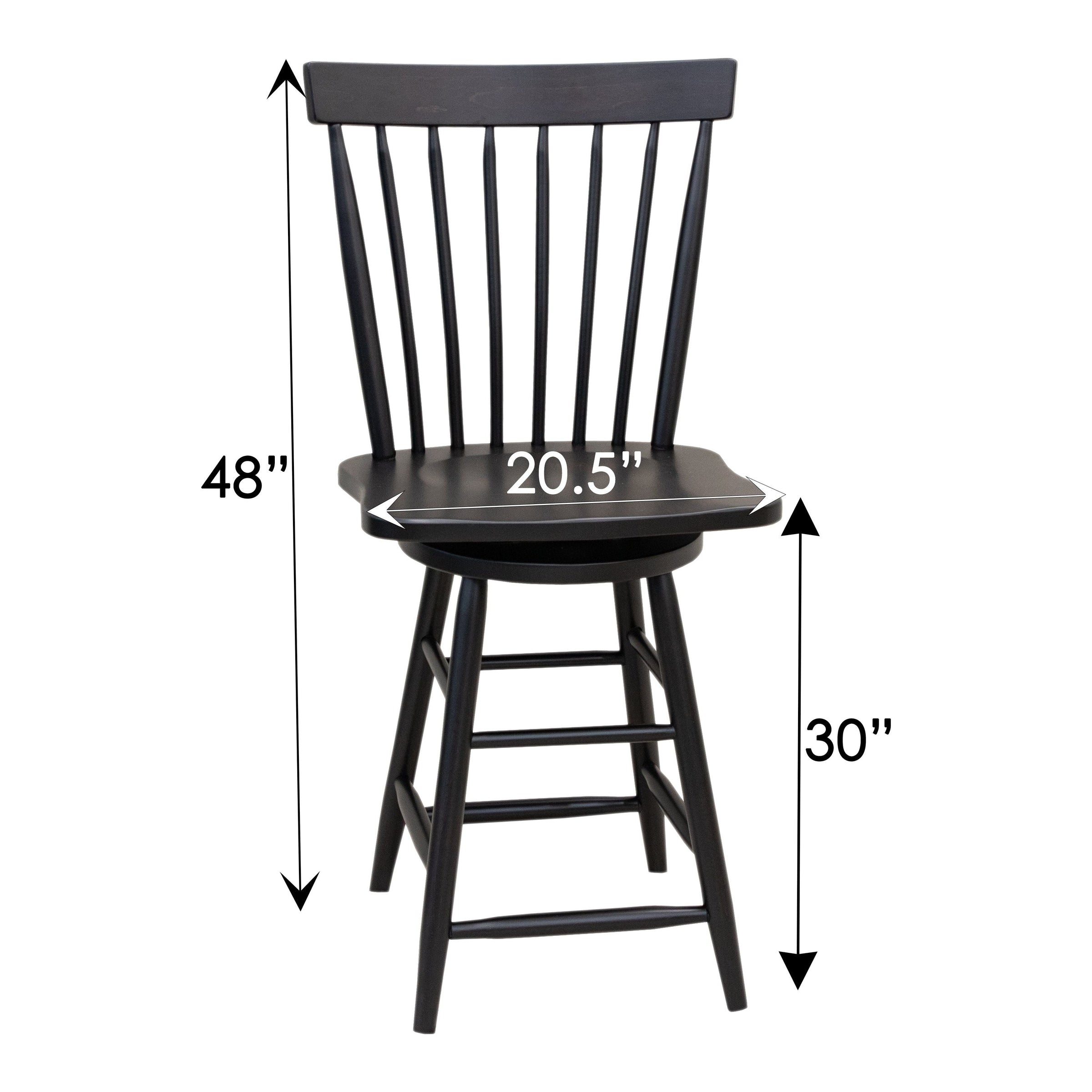 Milton Windsor Hickory Wood 24" Swivel Bar Stool | CO