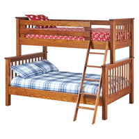 Mission Oak Wood Twin Over Full Bunk Bed with Ladder | MC