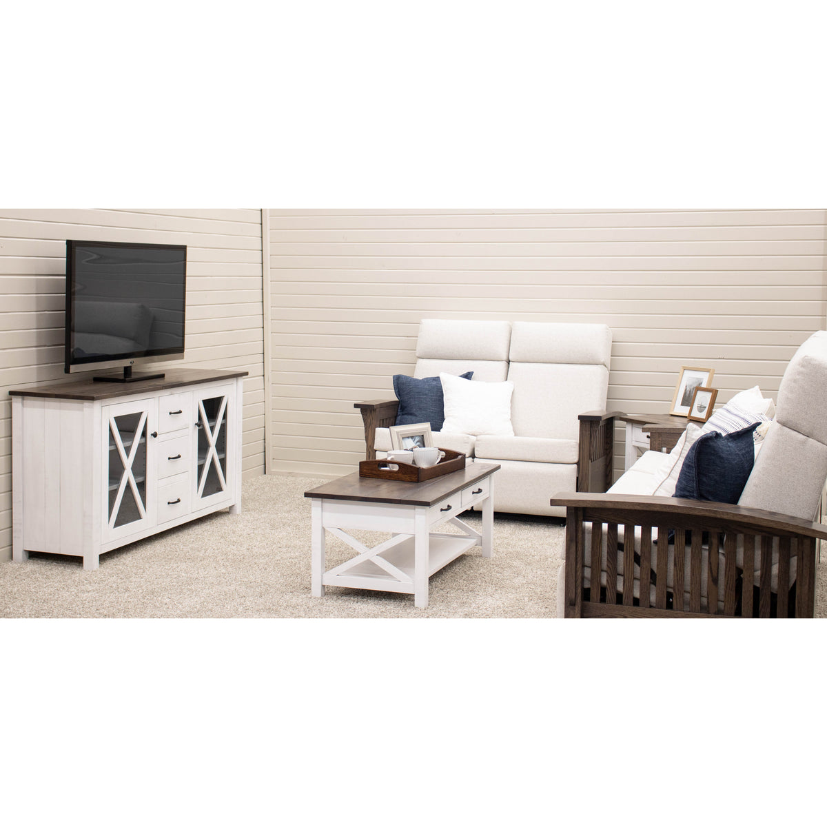Cambridge White & Wood Rectangle Open Coffee Table | M-GW&RWO-SB