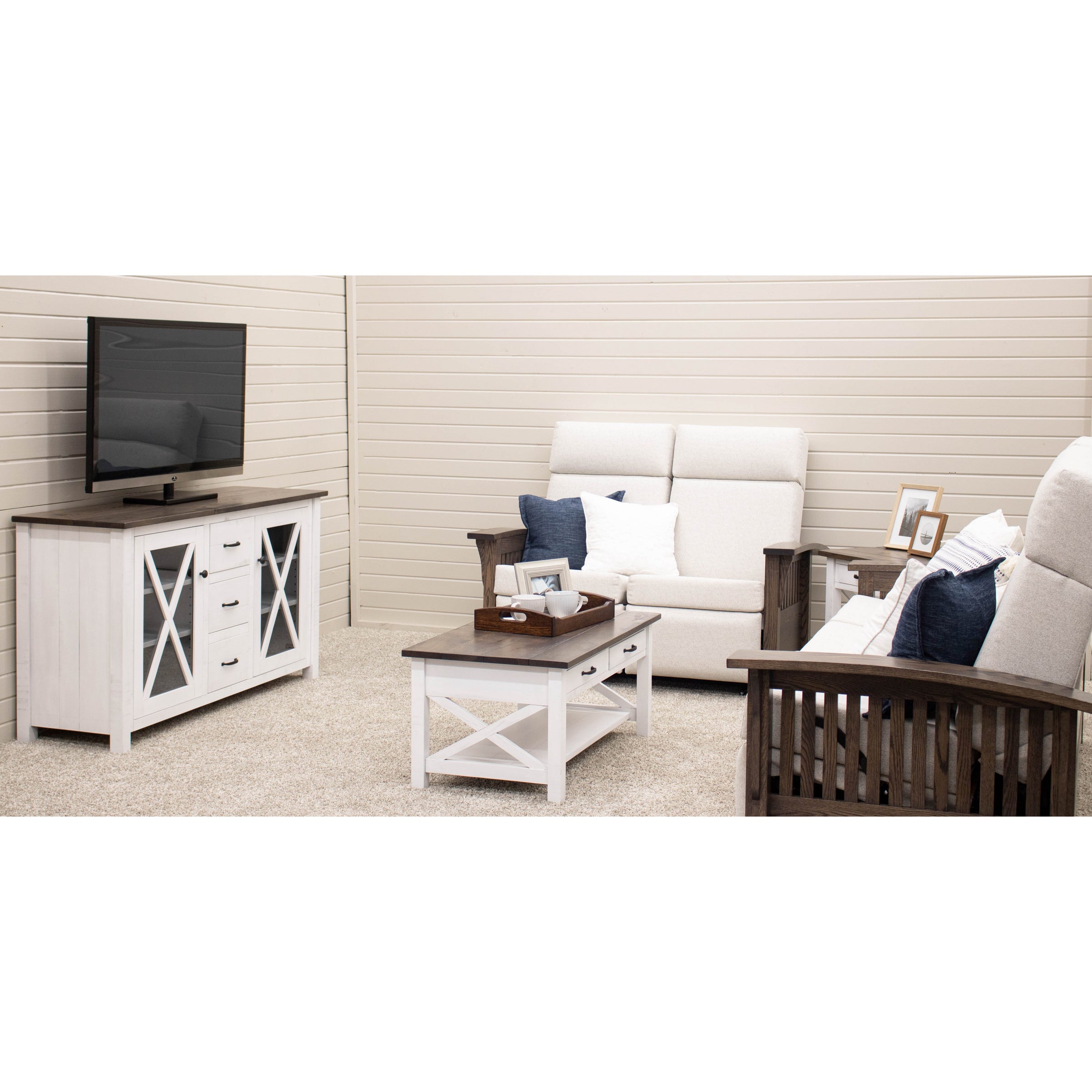 Cambridge White & Wood Rectangle Open Coffee Table | M-GW&RWO-SB