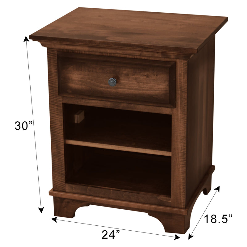 Mt. Hope Amish 1-Drawer, Open Nightstand