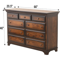 Mt. Hope Amish 9-Drawer Tall Dresser