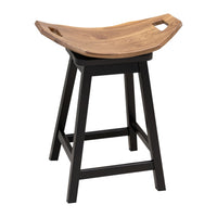 Monte 24" Saddle Black & Wood Swivel Bar Stool | M-EB&W-NAT