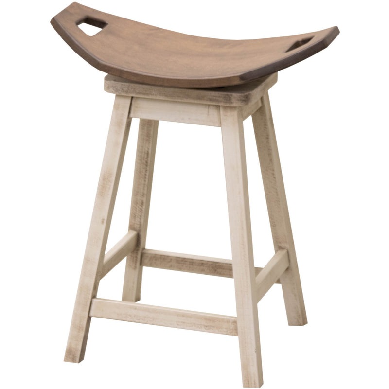 Monte 24" Saddle White & Wood Swivel Bar Stool | M-CS&DCD