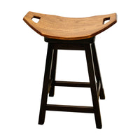 Monte 24" Saddle Black & Wood Swivel Bar Stool | M-EB&E-MC