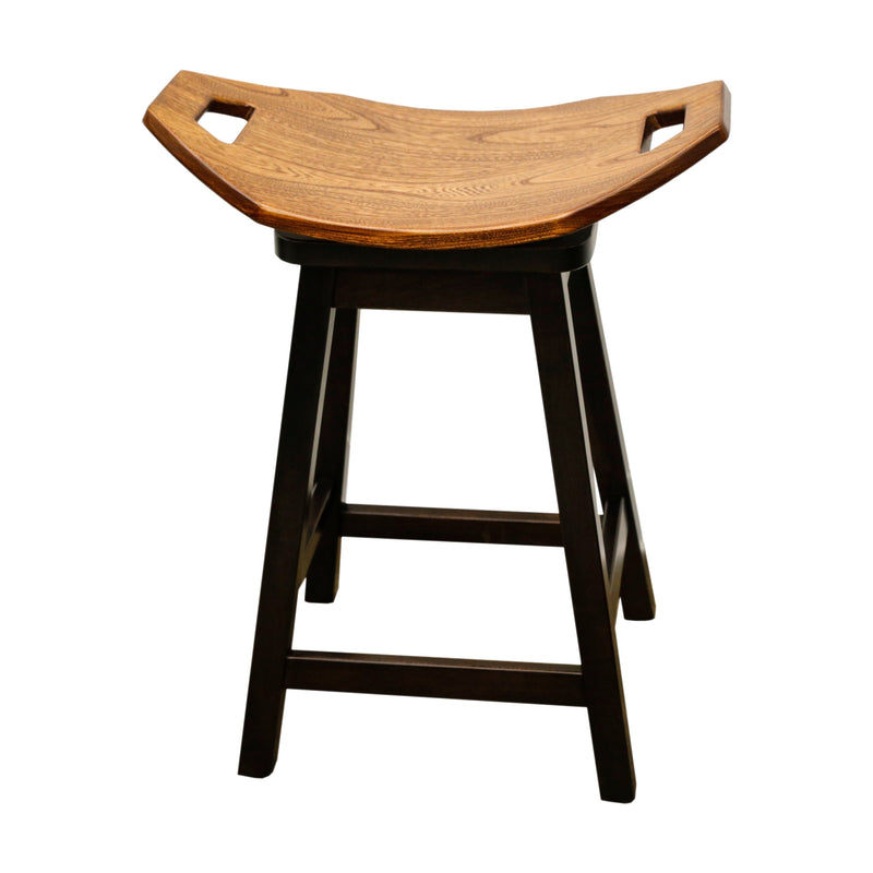 Monte 24" Saddle Black & Wood Swivel Bar Stool | M-EB&E-MC
