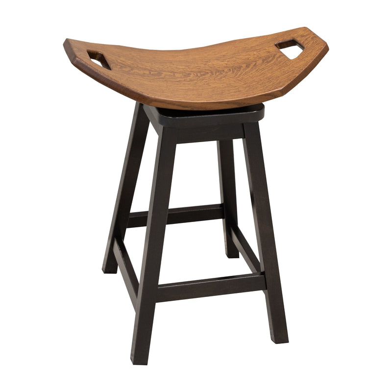 Monte 24" Black & Wood Saddle Swivel Bar Stool | M-EB&RQSWO-GB