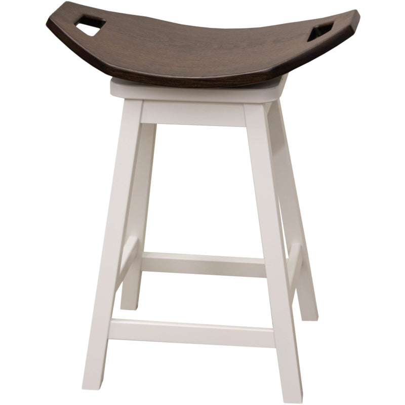 Monte 24" Saddle White & Wood Swivel Bar Stool | M-DW&RQSWO-DK