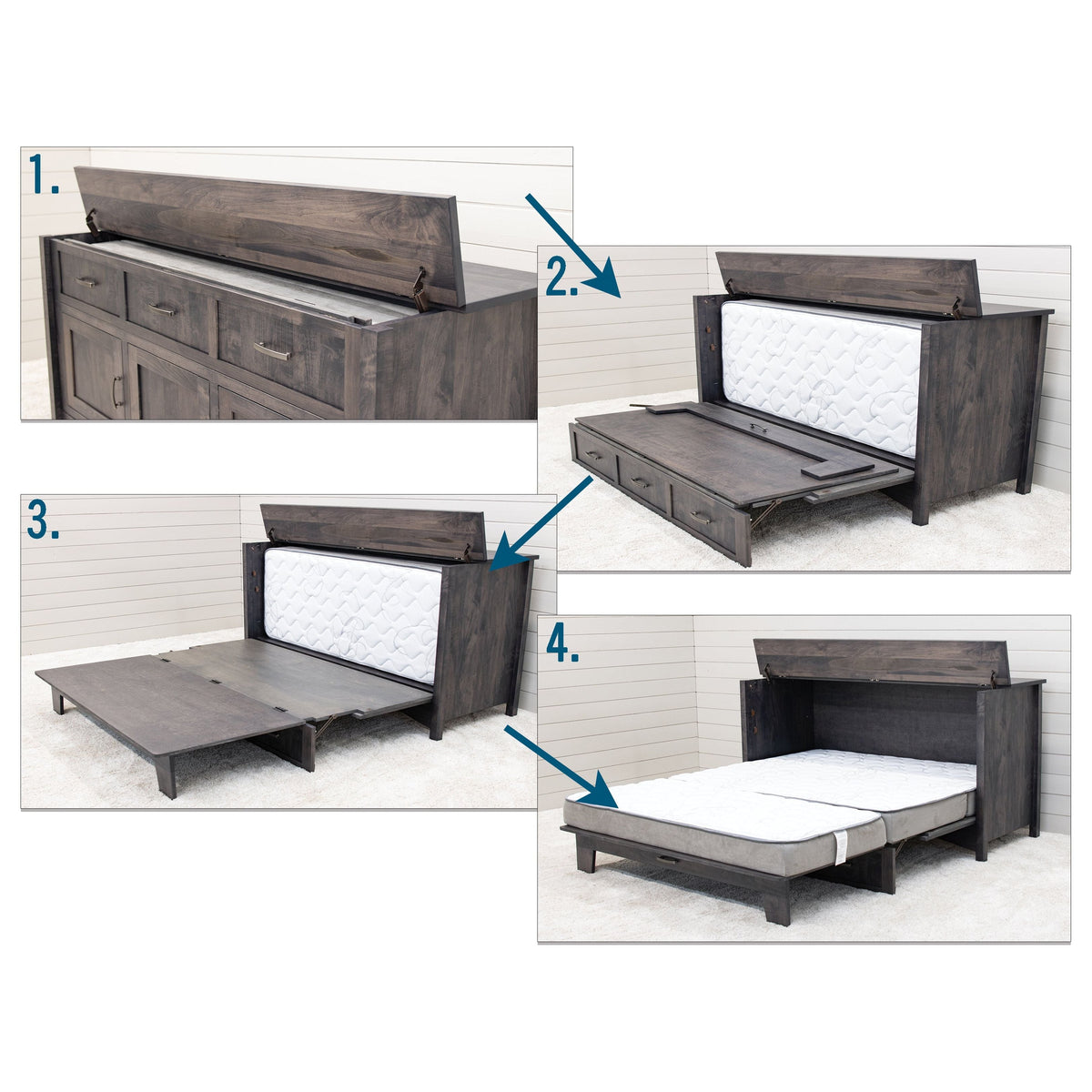 Amish Mission Maple Wood White Murphy Bed Cabinet | DW