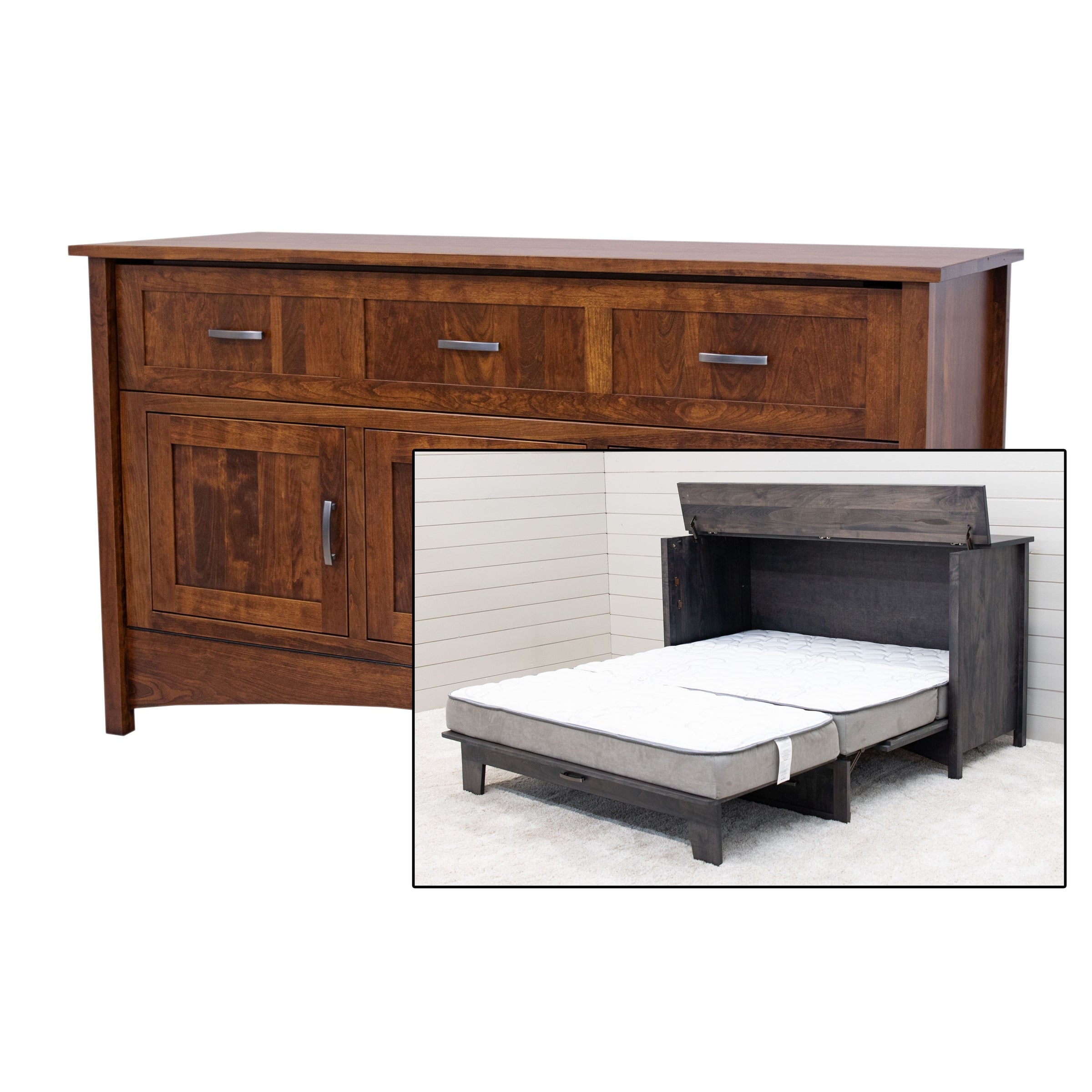 Amish Mission Cherry Wood Murphy Bed Cabinet | ASB
